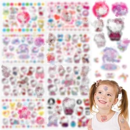 Cartoon Temporary Tattoos Stickers for Kids- Cat Fake Tattoos Waterproof Children Tattoos for Party Bag Fillers Anime Transfer Tatoos for Girls Boys Happy Birthday Party Supplies Favor Girls