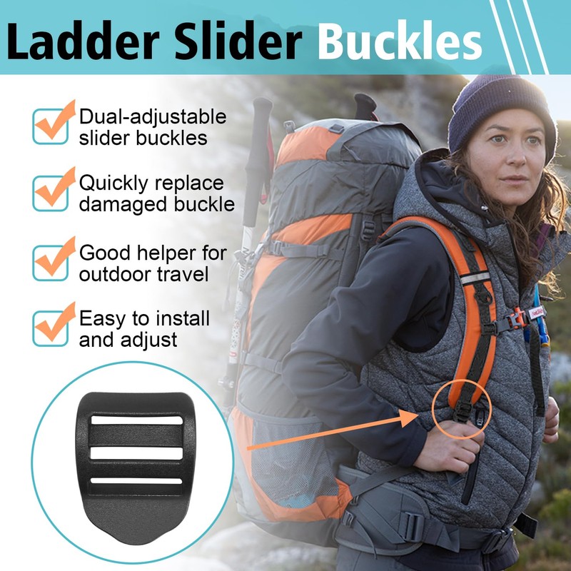 CooBigo 6 Pcs Ladder Slider Buckles+6 Pcs Tri glide Slider
