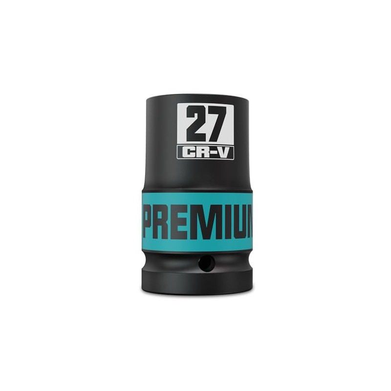 Aurlloct 1" Drive Impact Socket Single, 27 mm Hex Long