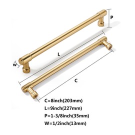 khtumeware 10 Pack 8 Inch(203mm) Champagne Bronze Kitchen Cabinet Handles Warm Brass Cabinet Pulls Gold Kitchen Cabinet Hardware for Cupboard Drawer Pulls Dresser Handle