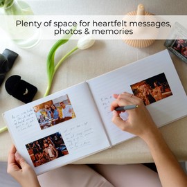 ZICOTO Beautiful Linen Wedding Guest Book for Your Wedding Reception - Simply Elegant Guestbook to Sign in and Add Polaroid Photos - The Perfect Baby Shower Guest Book and Addition to Your Big Day