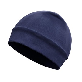 Quacc Unisex Cotton Beanie Hat Thin Running Skull Cap Winter Summer Sports Hat Chemo Cap Multifunctional Lightweight Helmet Liner Night Sleep Cap Beanies Hat for Men Women (Navy Blue)
