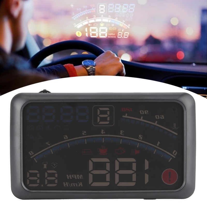 5.5in Car Projector Headup Display Set OBD2 HUD Windscreen Driving
