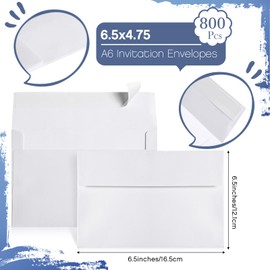 Fainne 800 Pcs White Envelopes Self Adhesive Printable Envelope Bulk for Invitation, Wedding, Baby Shower, Photography, Thank Note, Postcard, Greeting Card, Mailing, Graduation (A6 4.75 x 6.5 Inch)