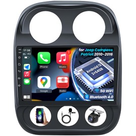 Car Radio Stereo for Jeep Patriot Compass 2010-2016: 10in 1280 * 800 IPS HD Touch Screen Replacement with Wireless CarPlay Android Auto GPS SWC Bluetooth WiFi FM Mirror Link AHD Backup Camera 2G+64G
