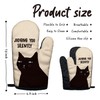 Judging You Silently Funny Black Cat Oven Mitts with Hanging