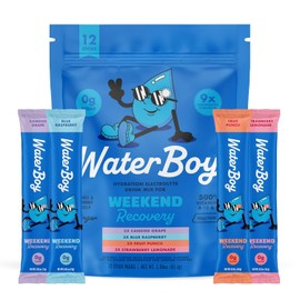 Waterboy Weekend Recovery Sample Pack | 3,200mg Electrolyte Powder Packets | Ginger + L-Theanine + Vitamins | No Sugar, All Natural, Gluten Free | 12 Drink Stick Mixes (Sample Pack)