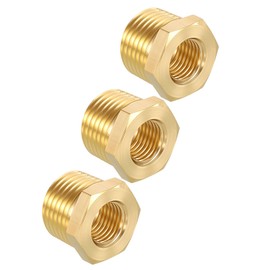 Kozelo Set of 3 1/2" Female NPT to 1/4" Female NPT Brass Hex Bushing Hose Fitting Adapter Reducer Pipe, Suitable for Leak Repair, Bathroom Remodeling, Tool Extension, Compression