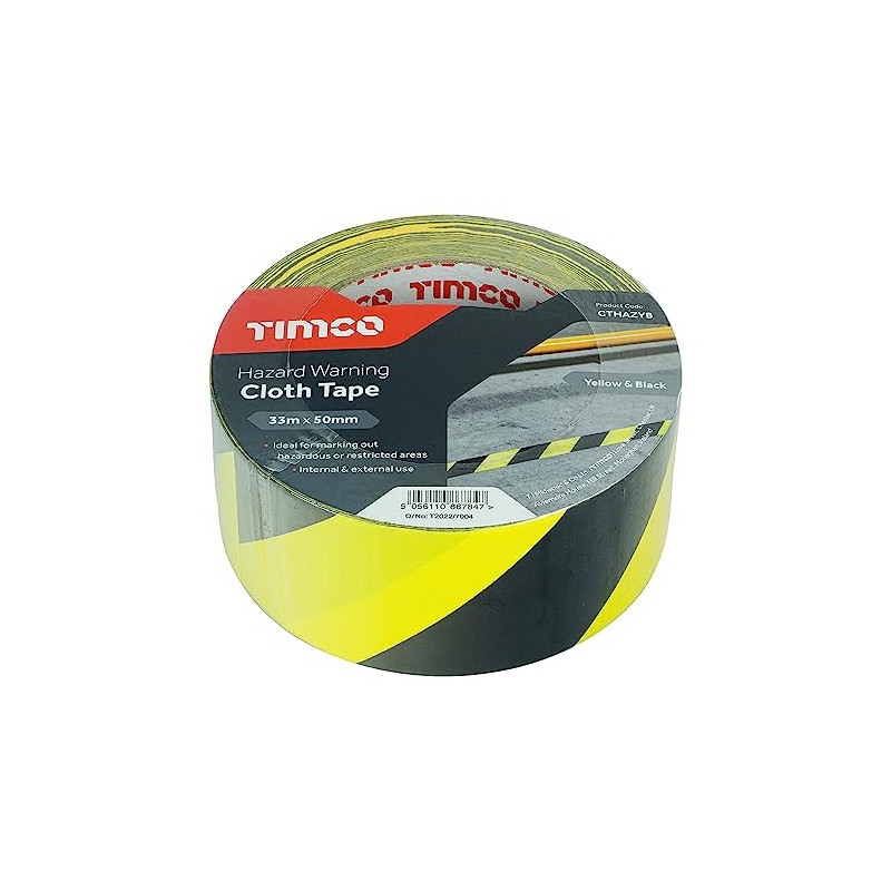 Timco - Hazard Warning Cloth Tape - Yellow and Black