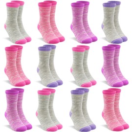 ZERULETS Kids Boys Girls Socks Boy Striped Cotton 12 Pairs Toddler Girl School Sports Crew Sock for 3-5 Years(5 colors)