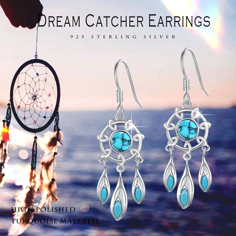 Turquoise Earrings 925 Sterling Silver Turquoise