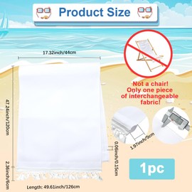 GORGECRAFT 1pc Beach Sling Chair Replacement Canvas White Lounge Chair Replacement Fabric With Fringe 120 * 44cm Chair Fabric Reclining Sling Replacement for Sunbathing Garden Courtyard Patio Outdoor