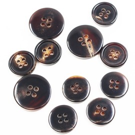 KENDANY 11 Pieces Genuine Natural Horn Blazer & Suits Button Set - for Blazer, Sport Coat, Uniform, Jacket (Dark Brown 1#) 15MM 20MM