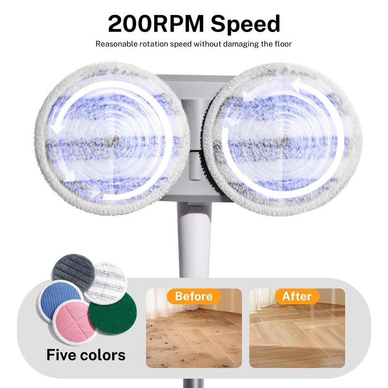 220 RPM Cordless Electric Spin Mop - Lightweight Powerful Cleaner