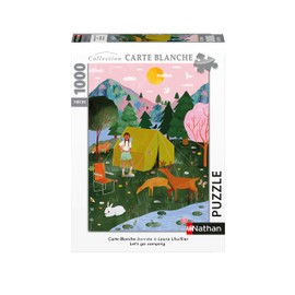 Nathan - Puzzle 1000 Pieces - Let's Go Camping - Laura Lhuillier - Adults and Children from 14 Years - High Quality Puzzle - Carte Blanche Collection - 87644