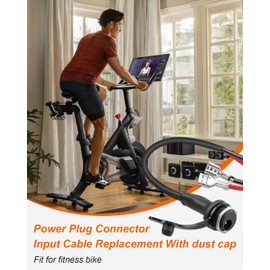 Power Plug Connector Input Cable Replacement Part with Dust Cap, Fit for Peloton Exercise Bike, Does Not Fit Bike Plus