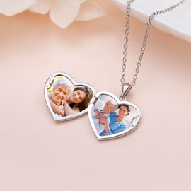 Sterling Silver Mother Daughter Heart Locket Necklace That Holds Pictures