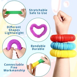 96 Piezas Pop Tubes Fidget Toys, Juguetes Sensoriales Tubes para Niños y Adultos, Juguetes Antiestrés para Aprender y Jugar, Estirado de 11cm a 33cm