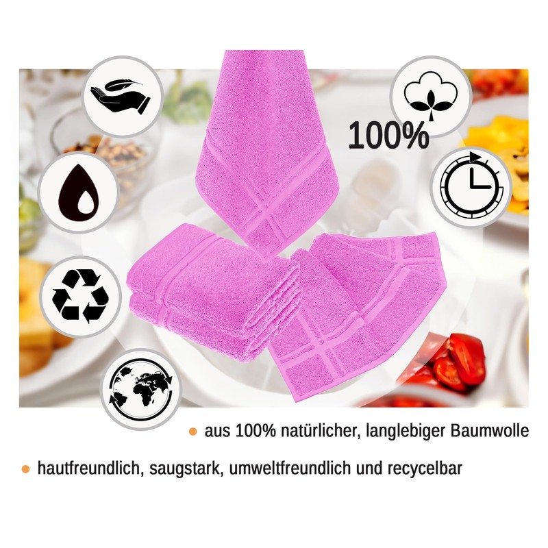 Lashuma Tea Towels Pink Lotus London 4 x Kitchen Drying