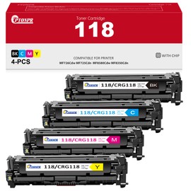 118 Toner Cartridge Replacement for Canon 118 Toner Cartridge CRG118 Color imageCLASS MF8580Cdw MF8380Cdw MF8350Cdn MF726Cdw Color imageCLASS LBP7600C Printer, 4 Pack Black/Cyan/Magenta/Yellow