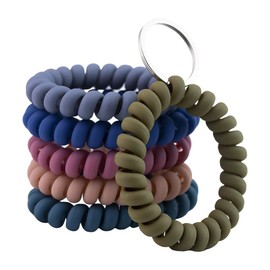 OEHEDOU 6Pcs Stretchable Wristband Wristlet Keychain Wrist Key Chain Wristlet Spring Spiral Wrist Coil Key Chain Spring Flexible Spiral Wrist Coil Wrist Key Holder Key Ring Wristband Key Ring