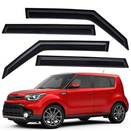 Lightronic Extra Durable Outside-Mount Auto Vent Window Visor, Fits 2014-2019 Kia Soul, UV Protection Rain Guard, Original Wind Deflector, No-Drill Easy Install, Dark Smoke, 4-Pcs