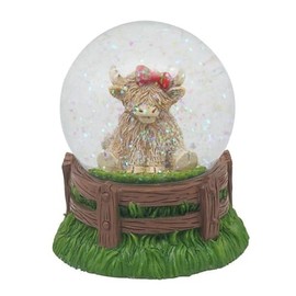 Lesser & Pavey Happy Highland Cow Highland Cow Tartan Bow Waterglobe Figurines & Ornaments For Home & Office | Decorative Home Accessories Statues For Indoor & Outdoor | Lovely Gifts for Women & Men