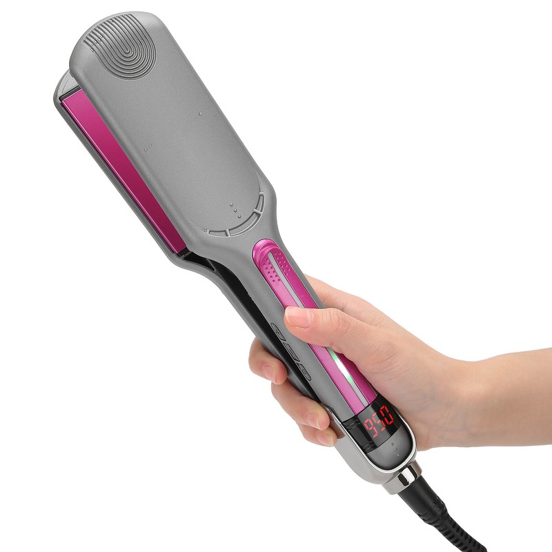 Professional Hair Straightening Ceramic Heating Plate Straightener LCD Display Hairdressing