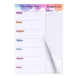 Thboxes Weekly Meal Planner and Shopping List Pad, 60 Sheets Undated Magnetic Notepads for Fridge with Tear-Off Shopping List, Hanging Food/Menu Organizer Notepad, 25 X 17.5 cm