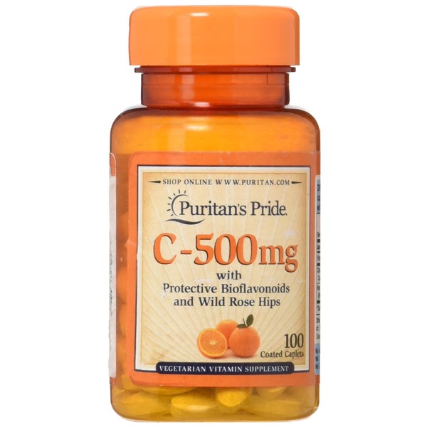 Puritans Pride Vitamin C-500 Mg With Bioflavonoids & Rose Hips Taplets, 100 Count