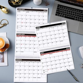 Calendar 2026-2027 - 3 Month Wall Calendar Vertical Display (Folded in a Month), JAN 2026 - DEC 2027, 11" x 25.3"(Open), 2 Year Calendar, 2026 Calendar 24 Months - Black red