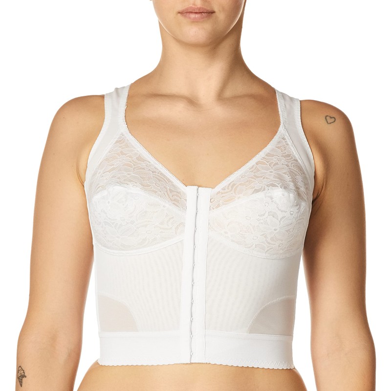 Carnival Women's Front Closure Longline Posture Support Bra, White, 36D