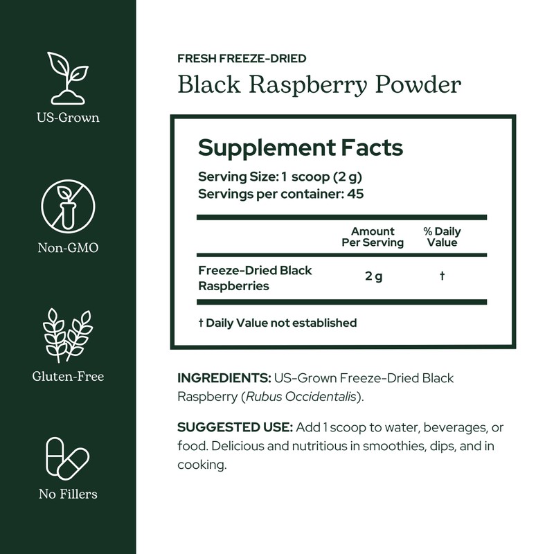 Eclectic Herb - Black Raspberry Powder Superfood Supplement | Nutritional