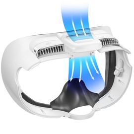 VR Face Cover with Soft Leather Pad for Oculus/Meta Quest 3 Accessories, Facial Interface with Cooling Fan to Relieve Lens Fogging