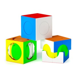 Tropibed Speed Cube Set, [Pack of 3] Sticker-Free Rubik's Cube Set I, II and III Creative Cube 3D Puzzle Games for Children Adults Brain Teaser Puzzle Cube (MF0017)