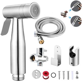 Handheld Bidet Sprayer for Toilet, Soosi Dual Mode Spray Head (Jet/Soft) Baby Cloth Diaper Sprayer Bidet for Toilet Stainless Steel Bathroom Hand Held Muslim Shattaf Kit Brass T-Adaptor 47 inch Hose