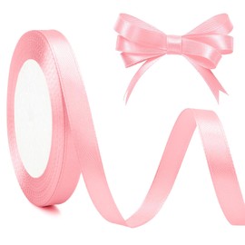 Valentine Ribbon Pink Ribbon Pink Satin Ribbon for Gift Wrapping 3/8 in 25 Yards Wired Ribbon for Thanksgiving Silk Ribbon Craft Ribbon Wedding Party Valentine's Day Decoration Flower Bouquet