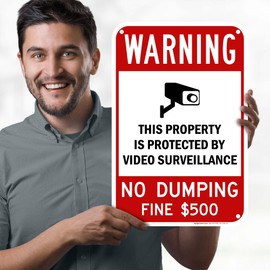 Warning This Property Is Protected By Video Surveillance No Dumping Fine 500 Sign, 12x18 Inches, 55 mil thick HDPS (high density polystyrene), Made in USA by My Sign Center
