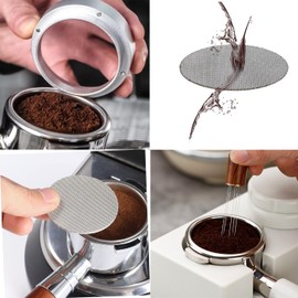 Nasml 1.7mm Thickness 150μm Espresso Puck Screen 316 Stainless Steel Fits Portafilter, Espresso Dosing Funnel Magnetic, Espresso Coffee Stirrer 5 Needles 0.4mm Espresso Distribution Tools (51mm)