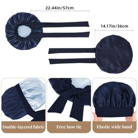 Tckenan Women's Silk Nightcap, Satin hat, Double Satin Bonnet, Curly Shower Cap Bonnet, Suitable for Curly Night caps (CA/US, Alpha, One Size, Black)