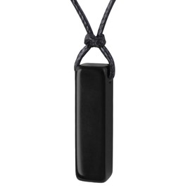 Natural Gemstone Pendant Necklace for Men Healing Crystal Pendant Adjustable Black Rope Necklace Jewelry Gifts for Women Men (Black Obsidian)