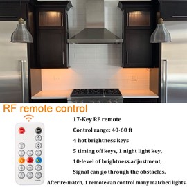 WOBANE LED Puck Lights, Wired Under Cabinet Lighting Kit with Remote, Dimmable Counter Lighting for Kitchen,Closet,Bookshelf,Shelf,700lm,2700K Warm White,Super Bright,Timing, Set of 4