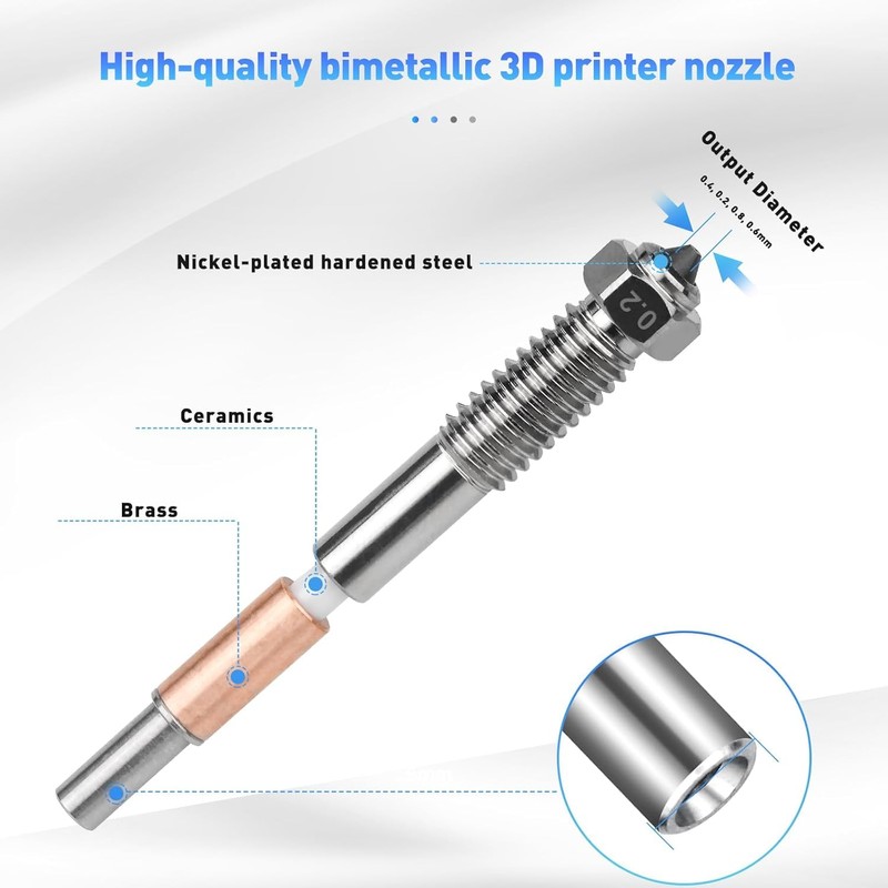 2pcs 0.8mm Bimetallic Nozzle for qidi Plus 4 Quick Release