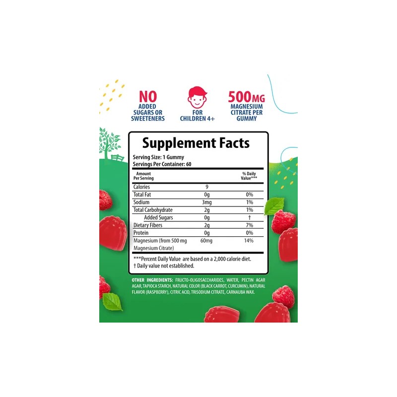 Gomitas De Magnesio Sunny Sam Sin Azúcar 500 Mg Para