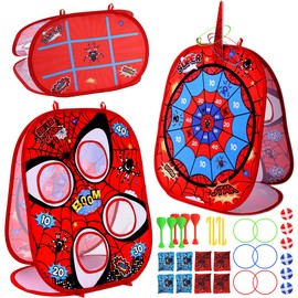 Spider 5 in 1 Bean Bag Toss Game for Kids,Corn Holes Indoor Outdoor Backyard Yard Game Sets,Toddler Toys for 3-8 Year Old Boys Girls,Outside Lawn Party Activities Toys,Christmas Birthday Gift for Kids