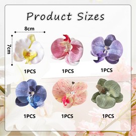 Hebterrka Pack of 6 Flower Hair Clips Bohemian Butterfly Orchid Hair Barrettes for Beach Party Spring Photo Props Artificial Hawaiian Boho Hair Clips