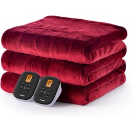 WOOMER Electric Heated Throw Blanket, Soft Flannel Fast Heating Bed Blanket with Multi-Color Option, King Size 100"x 90", 10 Heating Levels & 0.5-12H Auto Off, Over-Heat Protection