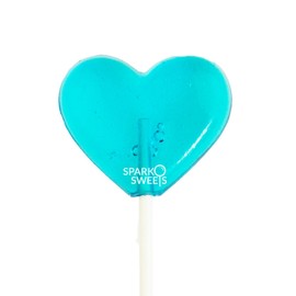 Baby Blue Heart Lollipops, Blue Raspberry Flavor, 2" Diameter Lollipop, Handcrafted Fresh in USA, 24 Pieces