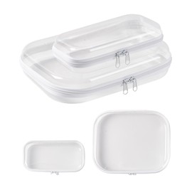 GTUDOR 2PCS Zippered Hard Pouch, Clear Hard Pouch Container, Stackable Toiletry Bag Travel Bags, Plastic Storage Bins for Toys, Building Blocks, Puzzles, Cosmetics, Stationery