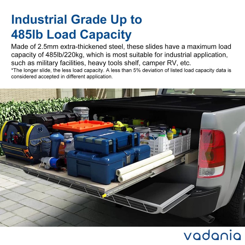 VADANIA 28" Industrial Grade Heavy Duty Drawer Slide with Lock